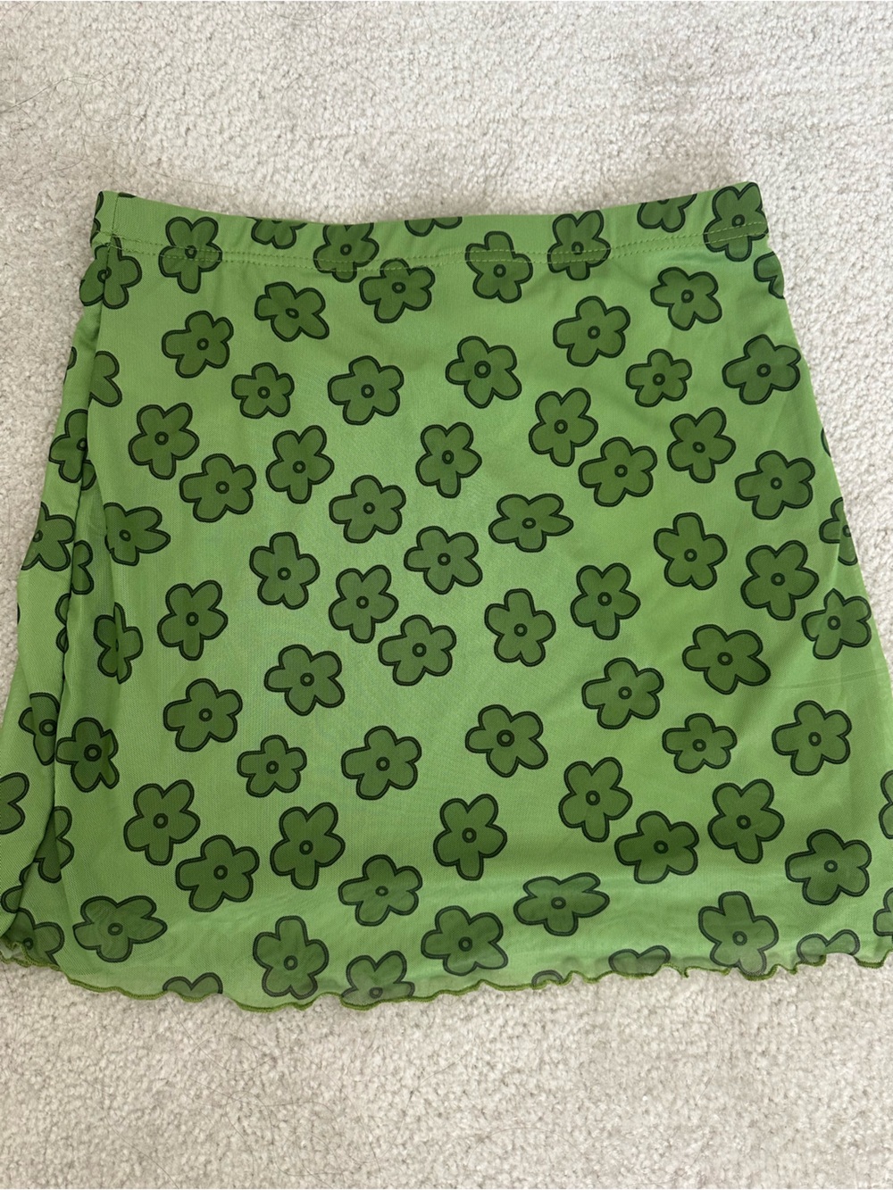 Green Floral Print Women's Skirt